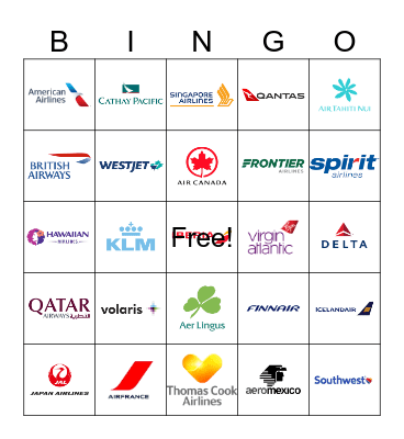 Airlines - Let's Go! Bingo Card