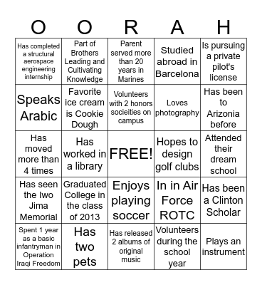 Day Weekend Bingo Card