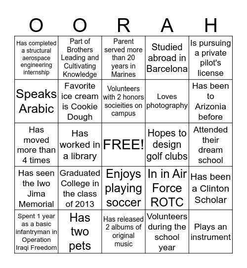 Day Weekend Bingo Card