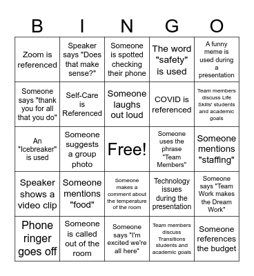 Programming Retreat Bingo! Bingo Card