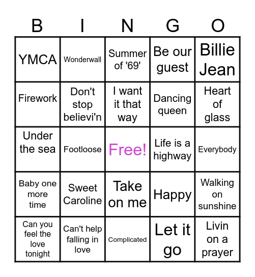 Musical Bingo! Bingo Card