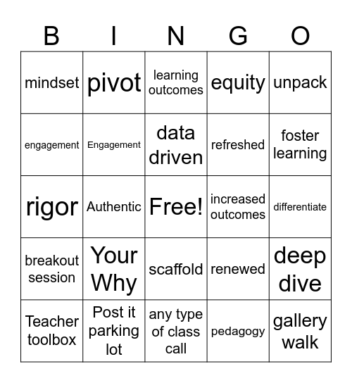 PD Week Bingo Card