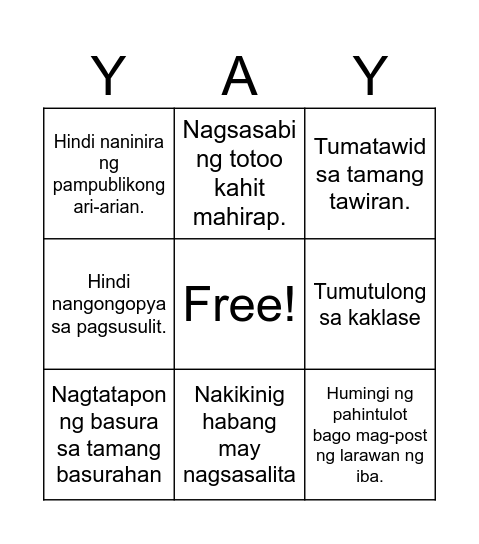 Yay Bingo Card