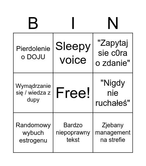 BINGO Pyrka Bingo Card