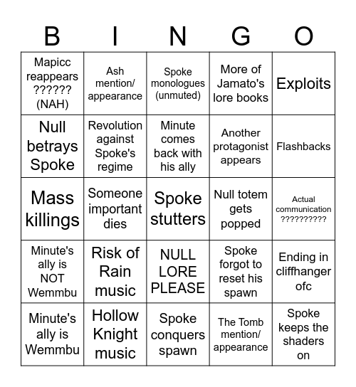 SPOKE END CIV 2 ELECTRIC BOOGALOO Bingo Card