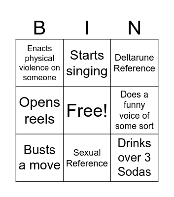 Justin Bingo Card