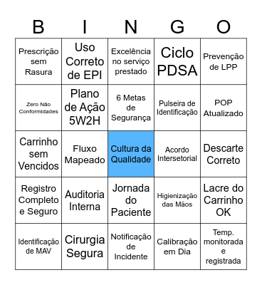 Bingo da Qualidade Bingo Card