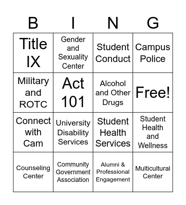 Resource Fair Bingo Card