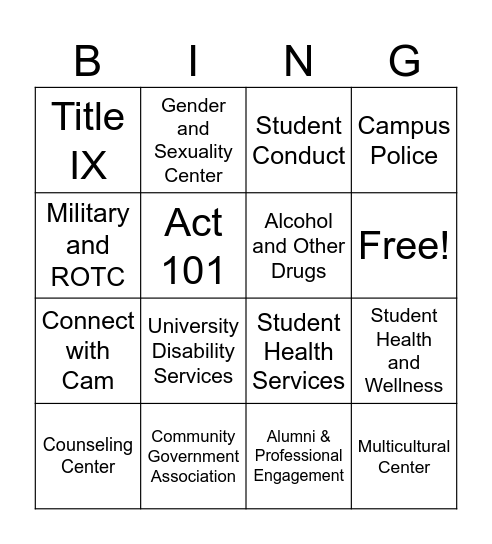 Resource Fair Bingo Card