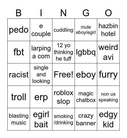 vrc bingo Card
