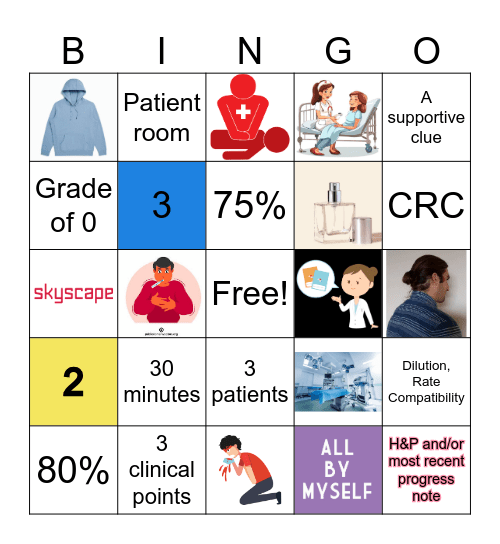 2300 Acute Care Clinical Orientation Bingo Card