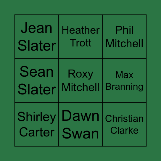 Eastenders Bingo Card
