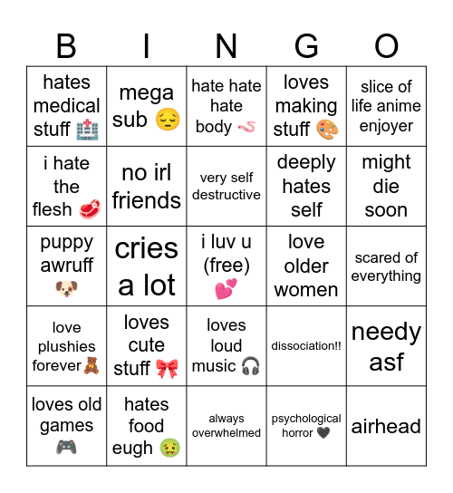 are u a may blud Bingo Card