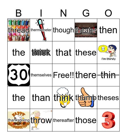 Mix of /TH/ Bingo Card