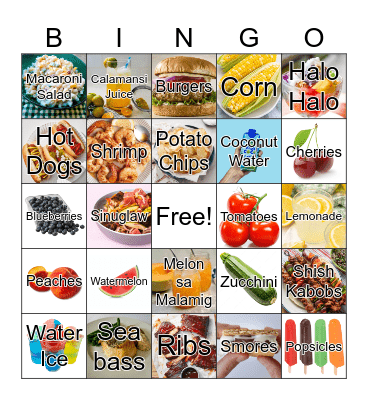 Summer Foods Bingo Card