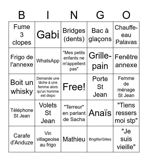Riou Bingo Card