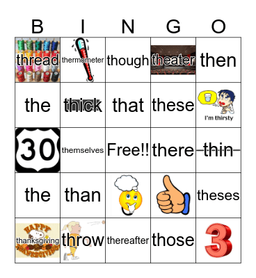 Mix of /TH/ Bingo Card