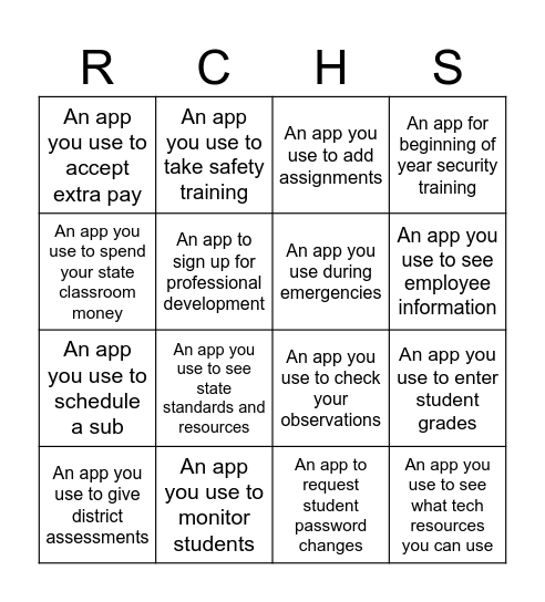 ClassLink Bingo Card