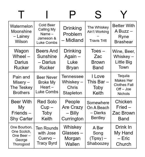 BONUS COUNTRY 7/31 Bingo Card