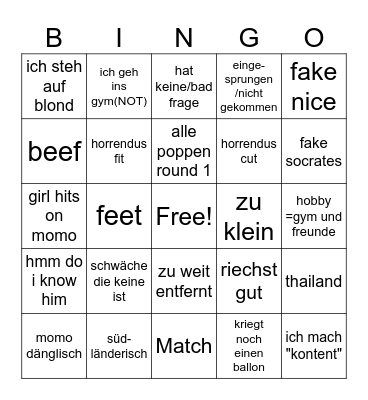 Pop the bloons Bingo Card