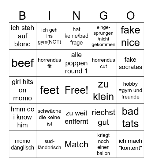 Pop the bloons Bingo Card