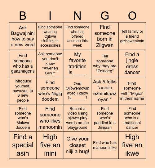Odaminodaa Bingo! Bingo Card