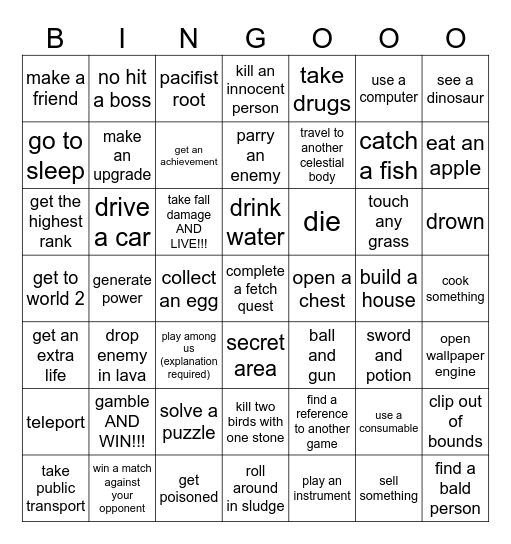 bingor Bingo Card