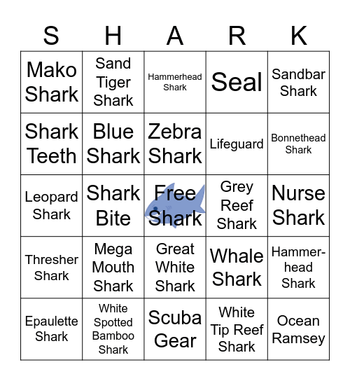 Shark Week Bingo Card