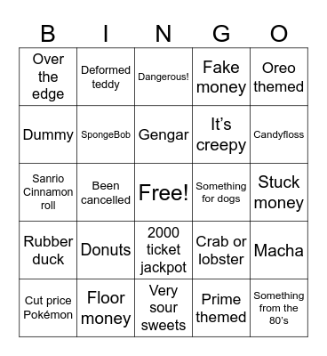 Arcade Bingo Card