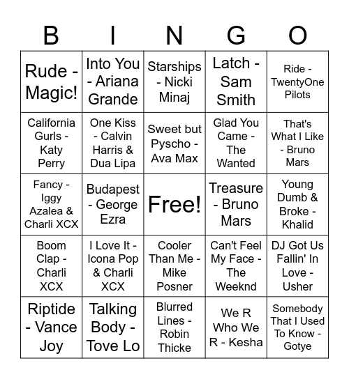 10s Summer Bingo Card