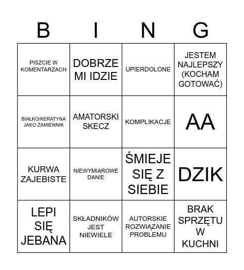 gymlajfer bingo Card