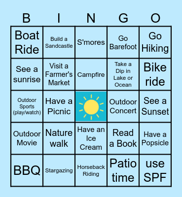 SE Summer BINGO! Bingo Card