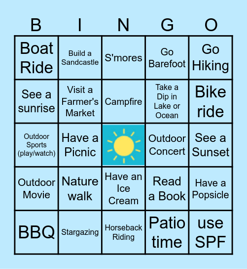 SE Summer BINGO! Bingo Card