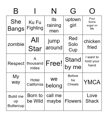 Music Bingo Card