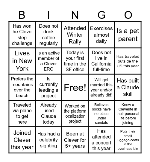 Campfire 2026 Bingo Card
