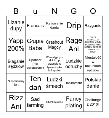 Master Szesz Bingo Card