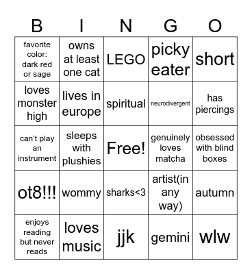 fadas bingo Card