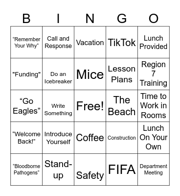 Professional Development BINGO Card