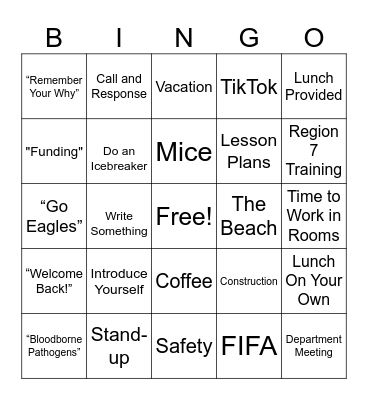Professional Development BINGO Card