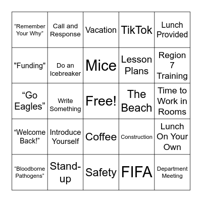 Professional Development BINGO Card