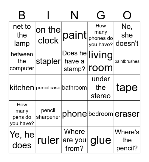 unit 3 and 4 Bingo Card