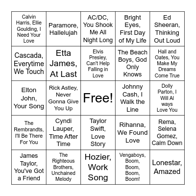 Round 1: Love and Friendship Bingo Card