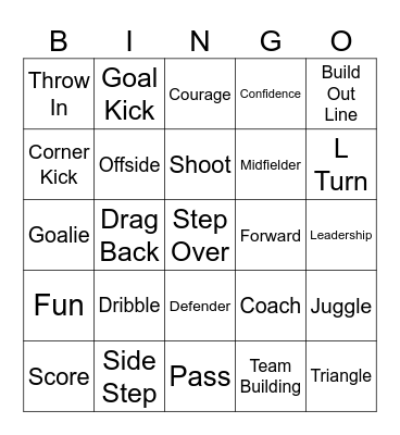 Soccer Bingo Card