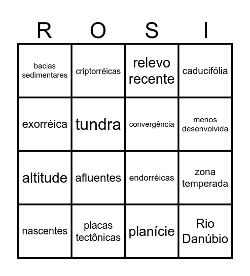 Bingo de geografia Bingo Card