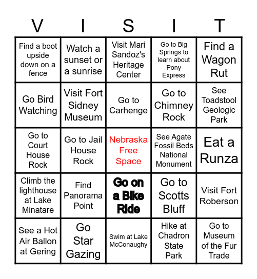 WESTERN NEBRASKA Bingo Card