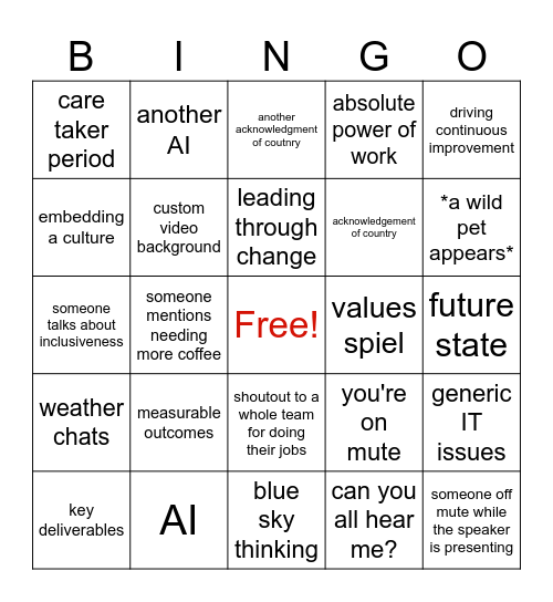 corpo bingo 2 Bingo Card