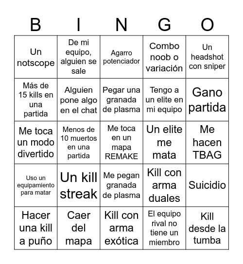 Halo BINGO 2° Bingo Card