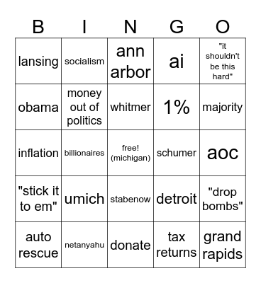 2026 mi senate debate Bingo Card