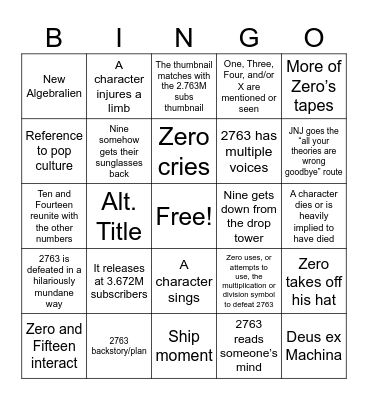 Jacknjellify’s Next Sub Special Predictions Bingo Card