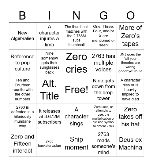 Jacknjellify’s Next Sub Special Predictions Bingo Card